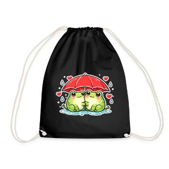 Kuschelfrosch mit rotem Regenschirm - Turnbeutel - Schwarz - Vorne
