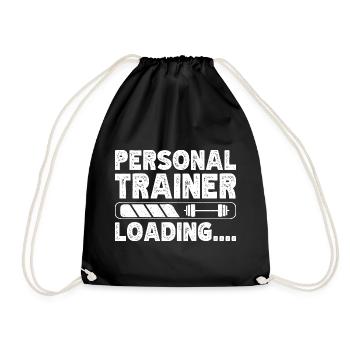 Powerlifting Bodybuilder Personal Trainer Loading - Drawstring Bag - black - Front