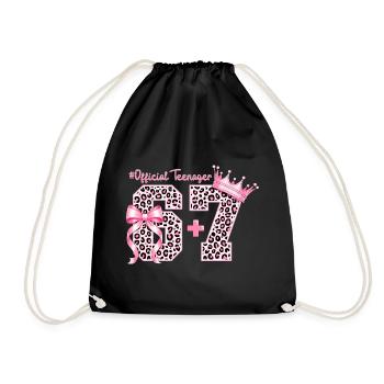 13th Birthday Shirt Funny Meme 67 Birthday 13 - Drawstring Bag - black - Front