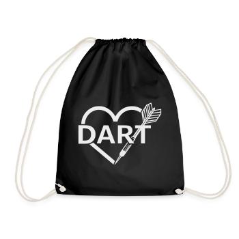 Dart, Dartpfeil Herz Design - Designfarbe variabel - Turnbeutel - Schwarz - Vorne