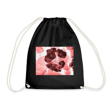 Rote Hydrangea Florales Muster - Turnbeutel - Schwarz - Vorne