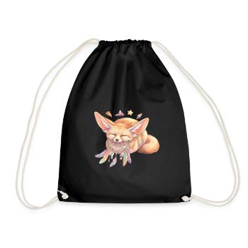 Dreamer fox with a dream catcher - Drawstring Bag - black - Front