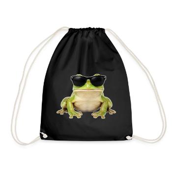 Cooler Frosch mit Sonnenbrille - Turnbeutel - Schwarz - Vorne