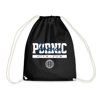 Pornic Frankreich Koordinaten Reise Souvenir - Turnbeutel - Schwarz - Vorne