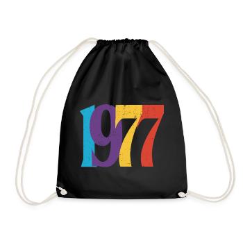 Geboren 1977 Geburtstagsgeschenk Geburtstag 77 - Turnbeutel - Schwarz - Vorne