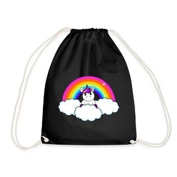 Regenbogen Einhorn - Turnbeutel - Schwarz - Vorne