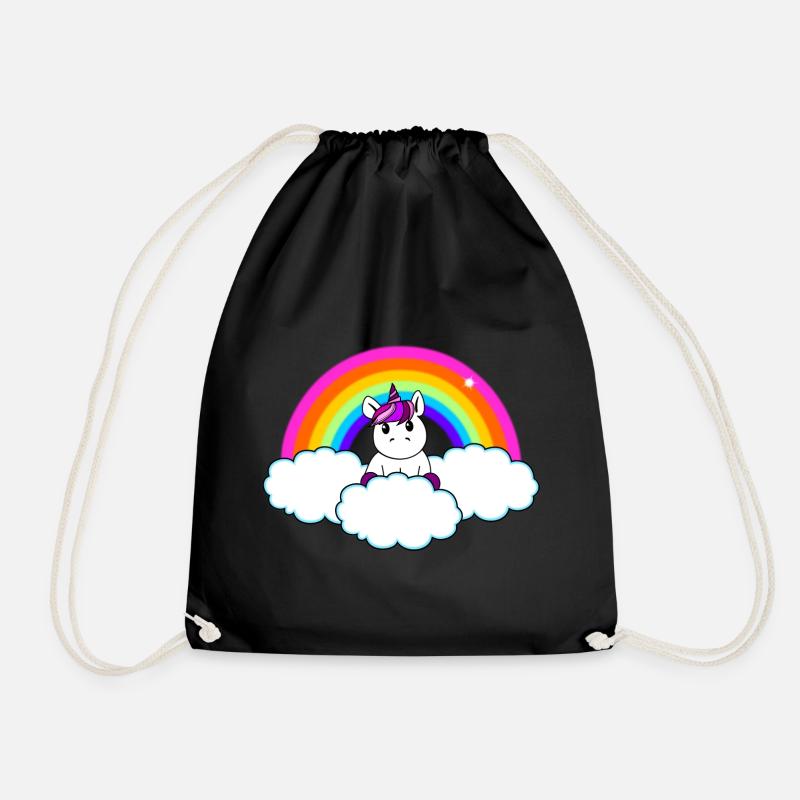 Regenbogen Einhorn - Turnbeutel - Schwarz