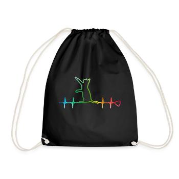 Heartbeat cat rainbow Herzschlag Katze Herz Kurve - Turnbeutel - Schwarz - Vorne