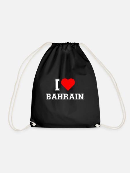 I love Bahrain - Drawstring Bag - black