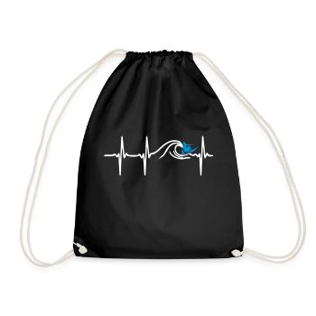 Heart Beat Surfing - Turnbeutel - Schwarz - Vorne
