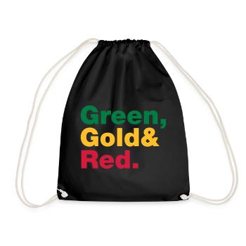 Green, Gold & Red. - Drawstring Bag - black - Front