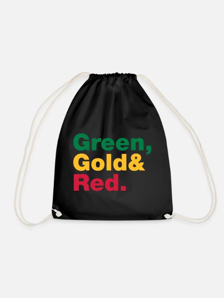 Green, Gold & Red. - Drawstring Bag - black