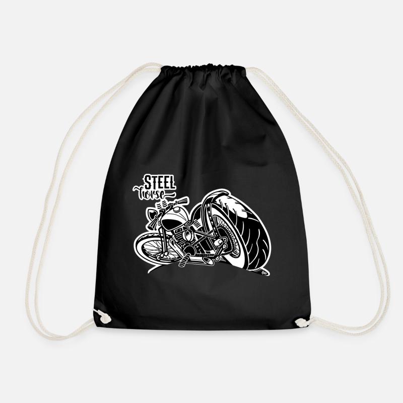 0894 STEEL HORSE - Drawstring Bag - black