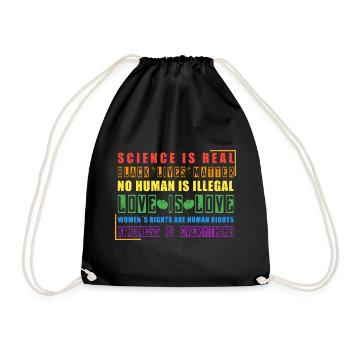 Science Is Real Black Lives Matter CSD Rainbow - Drawstring Bag - black - Front