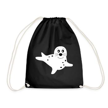 seal white seals seal seals animals - Drawstring Bag - black - Front