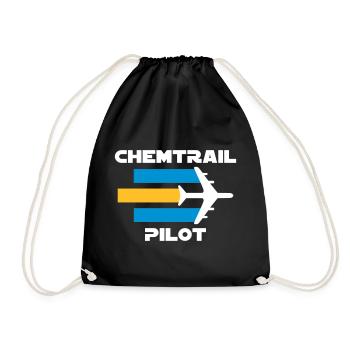 Chemtrailpilot (Flugzeug mit Chemtrails) - Turnbeutel - Schwarz - Vorne