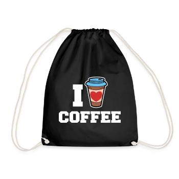 I love coffee drinking coffee lovers statement - Drawstring Bag - black - Front
