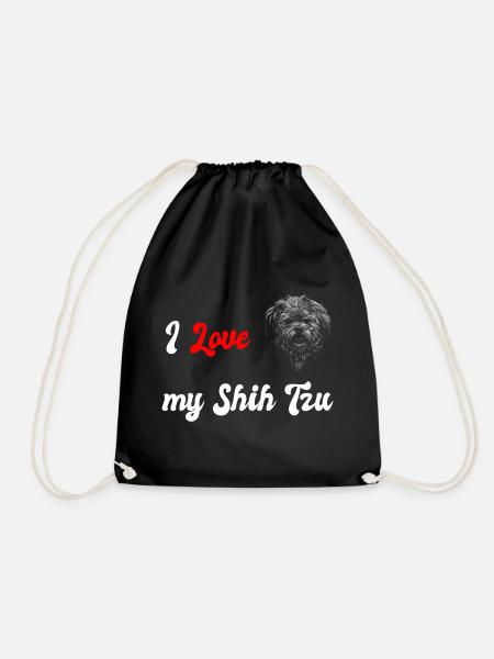 Ich liebe meinen Shih Tzu Hunde Design - Turnbeutel - Schwarz