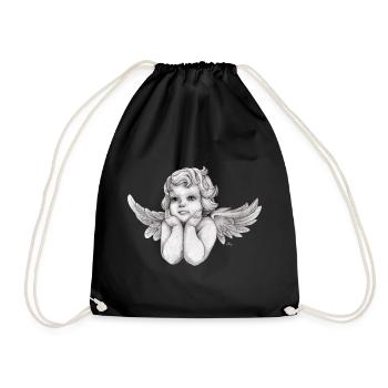Little dreamy angel cherub - Drawstring Bag - black - Front