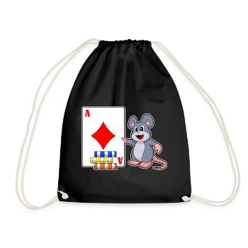 Maus Poker Pokerkarten Pokerchips - Turnbeutel - Schwarz - Vorne