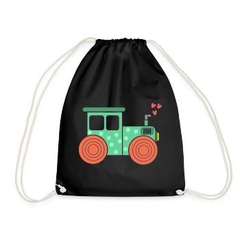 Heart Tractor Commercial Vehicle Farm Farming Field - Drawstring Bag - black - Front