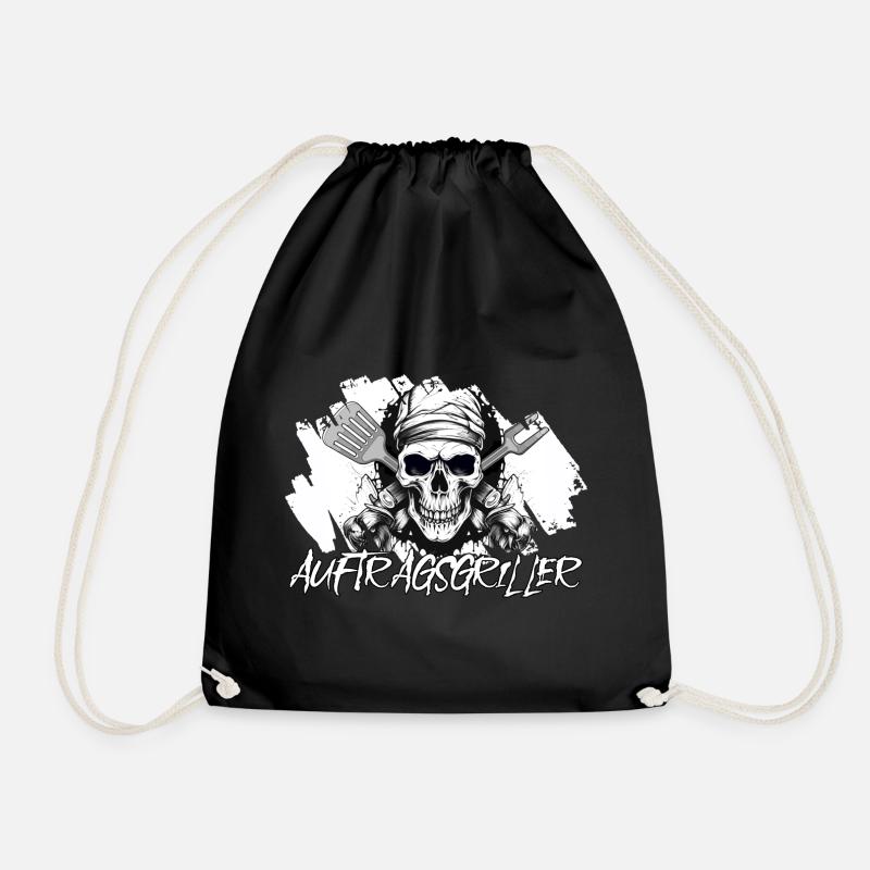 Aufragsgriller Skull BBQ Geschenk Grillschürze - Turnbeutel - Schwarz