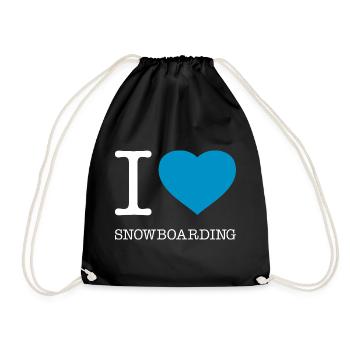I LOVE SNOWBOARDING - Turnbeutel - Schwarz - Vorne