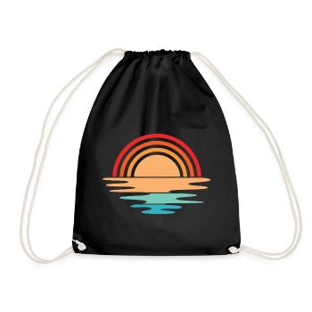 Coucher de soleil rétro vintage icône soleil design - Sac de sport léger - noir - Devant