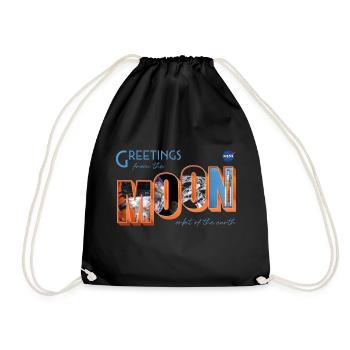 NASA Greetings From The Moon Vacation Card Design - Drawstring Bag - black - Front