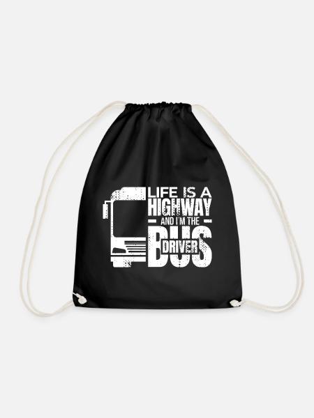 Life is a Highway and I'm the Bus Driver - Drawstring Bag - black