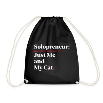 Solopreneur : Juste moi et mon chat [Blanc] - Sac de sport léger - noir - Devant