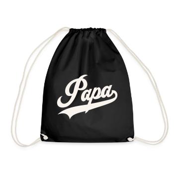 Classic Papa Script - Drawstring Bag - black - Front