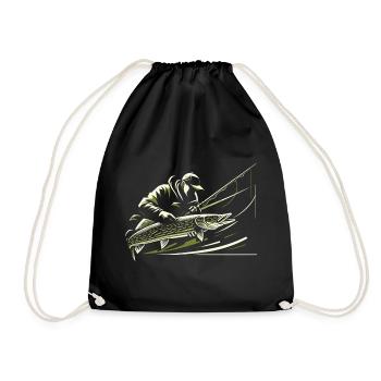 Pêche Pêcheur Brochet Poisson Géant Vert Olive Cadeau - Sac de sport léger - noir - Devant
