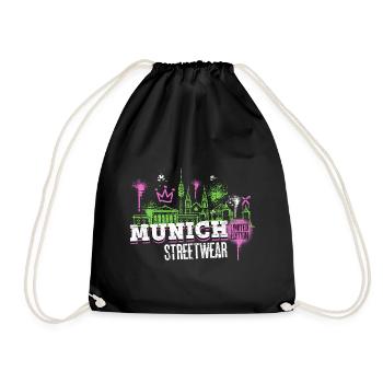 Munich Munich Skyline City Germany Graffiti - Drawstring Bag - black - Front