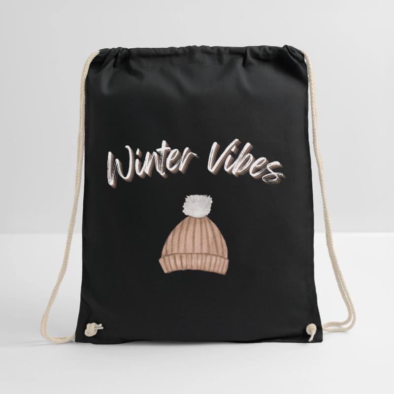 Winter Vibes Beanie Cap Winter Hat Drawstring Bag
