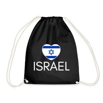 Heart with Israel flag, I love Israel - Drawstring Bag - black - Front