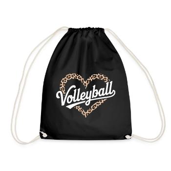 Leopard Herz Volleyball Design - Turnbeutel - Schwarz - Vorne
