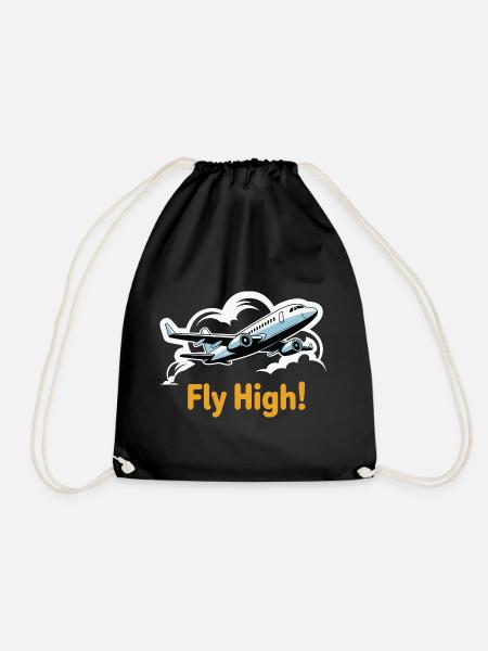 Jet dans le ciel illustration voler haut - Sac de sport léger - noir