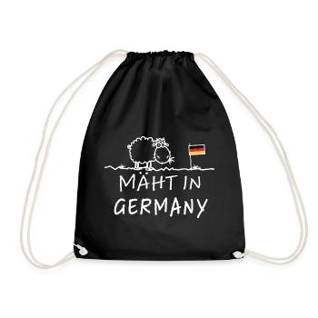 Mowing in Germany – Funny Farm Saying Sheep - Drawstring Bag - black - Front