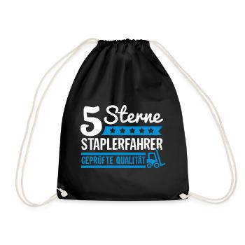 5 Star Forklift Driver Tested Quality, Profession - Drawstring Bag - black - Front