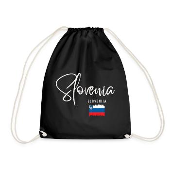 Made in Slovenia, Slovenian pride - Drawstring Bag - black - Front