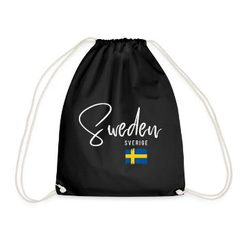 Made in Sweden, Swedish roots - Drawstring Bag - black - Front