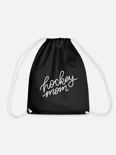 Hockey Mom Script - Drawstring Bag - black