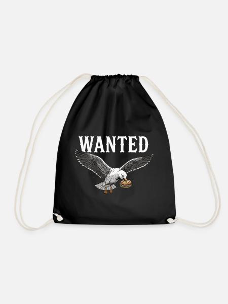 Gesucht Fischbrötchen Möwe - Turnbeutel - Schwarz