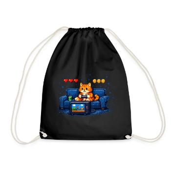 Zocken Katze – PC Gamer Humor - Turnbeutel - Schwarz - Vorne