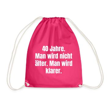 40 Years of Clarity Typo - Drawstring Bag - fuchsia - Front
