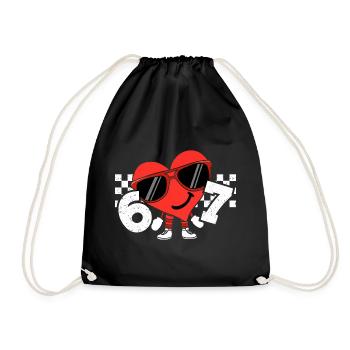 Funny Valentines Heart 67 Six Seven - Drawstring Bag - black - Front