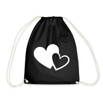 white heart white gift valentine's day - Drawstring Bag - black - Front