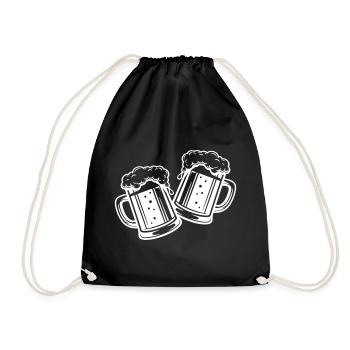 Bierglas Bier Anstossen - Turnbeutel - Schwarz - Vorne