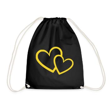 Cadeau de la Saint-Valentin à motif de cœur jaune - Sac de sport léger - noir - Devant